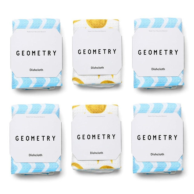 GEOMETRY Dishcloth – Spring & Summer Collection – Quick-Dry, Ultra-Absorbent, Reusable Microfiber Kitchen Towels for Drying & Cleaning - Summer Line - 6 Pack