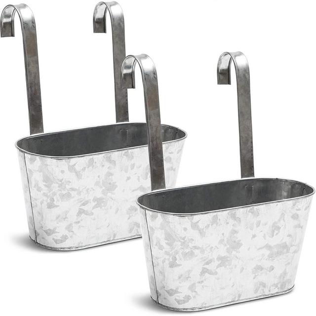 Juvale 2 Pack Large Oval Metal Wall Hanging Planters Pots Bucket for Indoor Outdoor Succulent 10 x 4.5 x 5"