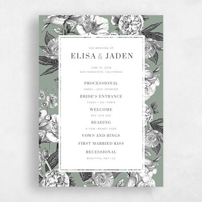 Sage, Green Wedding Program - Trèfle
