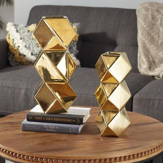 2-Piece Contemporary Hexagonal Vase Set