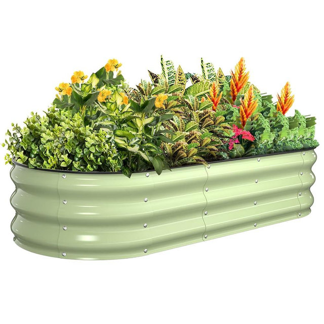 Kesfitt Raised Garden Bed Kit,Outdoor Galvanized Planter Large Metal Raised Boxes with Safety Edging and Gloves for Gardening Vegetables,Fruits,Flower(5x2x1FT)