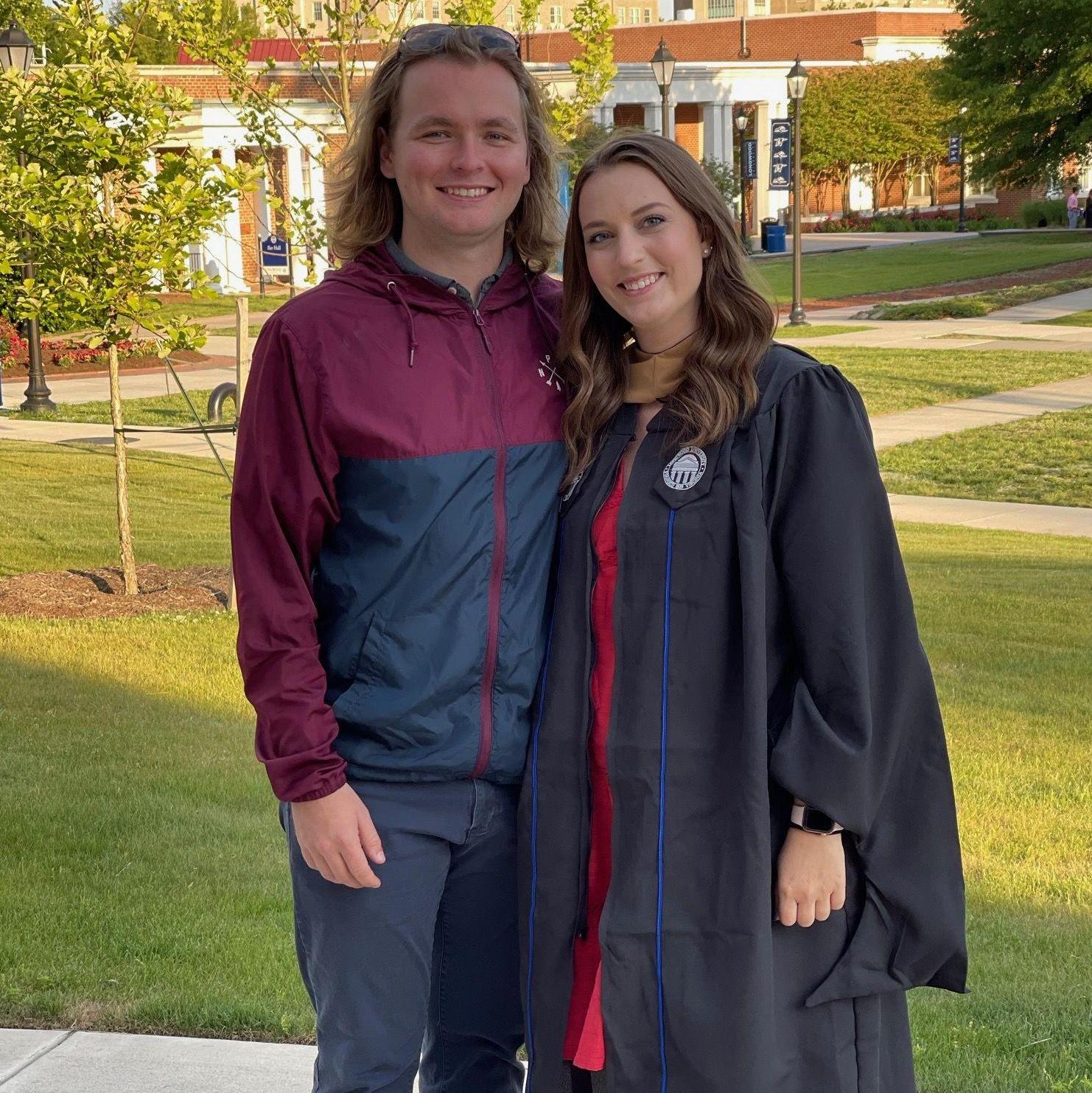 May 14, 2021- Morgan's grad school graduation, and the peak of Harrison's long hair before he left for OCS :)