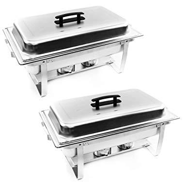 ALPHA LIVING 70012 2 Pack 8QT Chafing Dish High Grade Stainless Steel Chafer Complete Set, One Pack, white