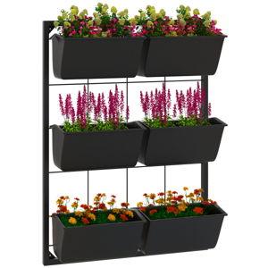 3-Tier Wall Planter with 6 Pots, Hanging Plant Holder - Black