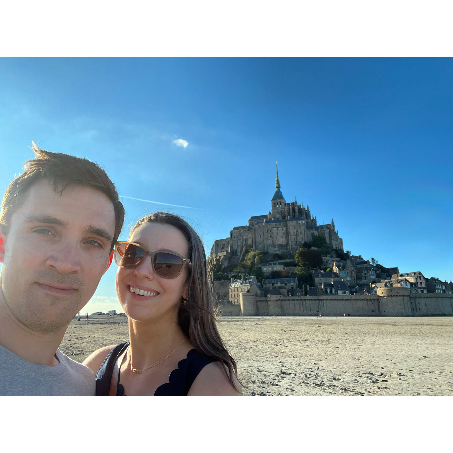 Visiting Le Mont Saint-Michel on Mary's first trip to Normandie in August 2022