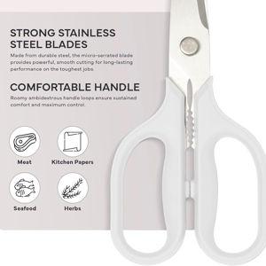 Misen Heavy Duty Kitchen Shears - Comfortable Ambidextrous Scissors for Meat, Poultry, Herbs & More - Easy to Clean - German Stainless Steel - Large | White