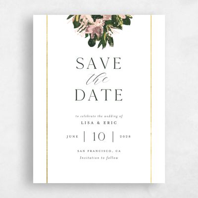 White Wedding Save the Date - Bloomsbury Portrait Foil
