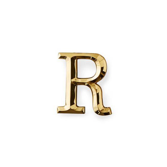 4-inch Initial Door Knocker, Brass, R