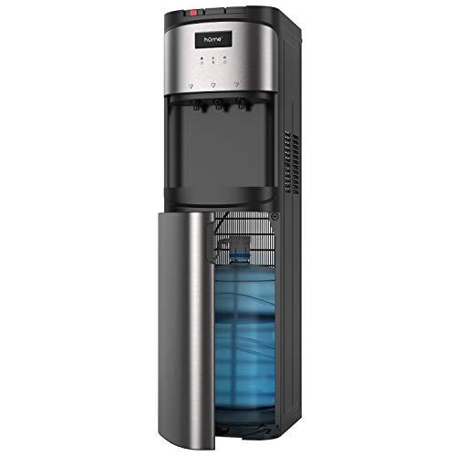 hOmeLabs Self Cleaning Bottom Loading Water Dispenser for 5 Gallon Bottle - Hot Room and Cold Water Cooler in Stainless Steel Frame with Removable Drip Tray Safety Child Lock and LED Night Light