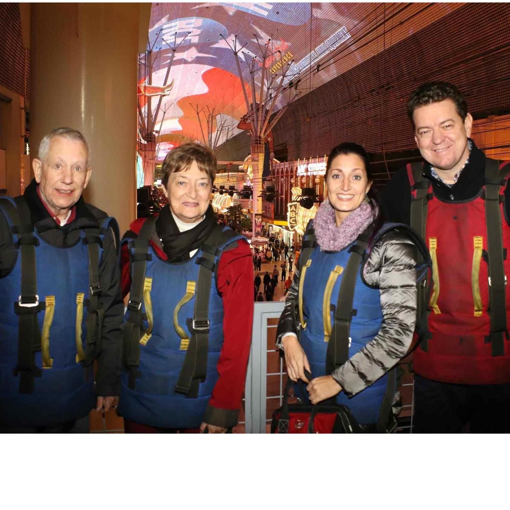 We flew down Fremont St in Vegas for my Mom& Dad's 50th wedding anniversary.