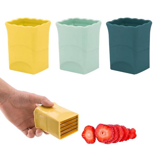 3PCS Strawberry Slicer - Cup Slicer - Cup Fruit Slicer - Cup Slicer Handheld - 2023 New Mini Fruit Slicer Cup - Stainless Steel Strawberry Slicer