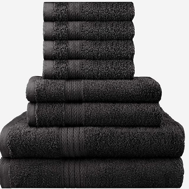 DAN RIVER 100% Cotton 8 Piece Bathroom Towel Set-2 Bath Towels 30x52-2 Hand Towels 16x28-4 Washcloths 12x12-Soft Absorbent Towels-Plush Towel Set-Luxury Ultra Soft Towel Set-Dark Gray Forest River