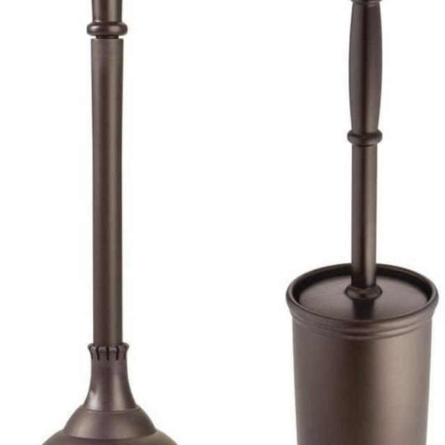 Compact Plastic Toilet Bowl Brush and Plunger Combo