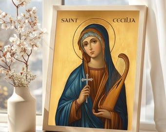Saint Cecilia Painting Print, Patron Saint of Music Catholic Art Gift