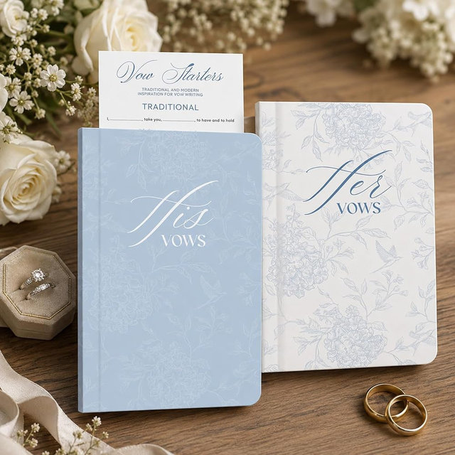 Vow Books His and Hers, Wedding Vow Books Set of 2 for Bride and Groom, 4 x 6 Inches Personalized Notebook for Ceremony Promises, Floral Keepsake Journals, His and Hers Gifts, Wedding Must Haves 2026