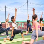 Rooftop yoga at Golden Mill