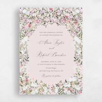 Pink Wedding Invitation - Garden Gate Portrait