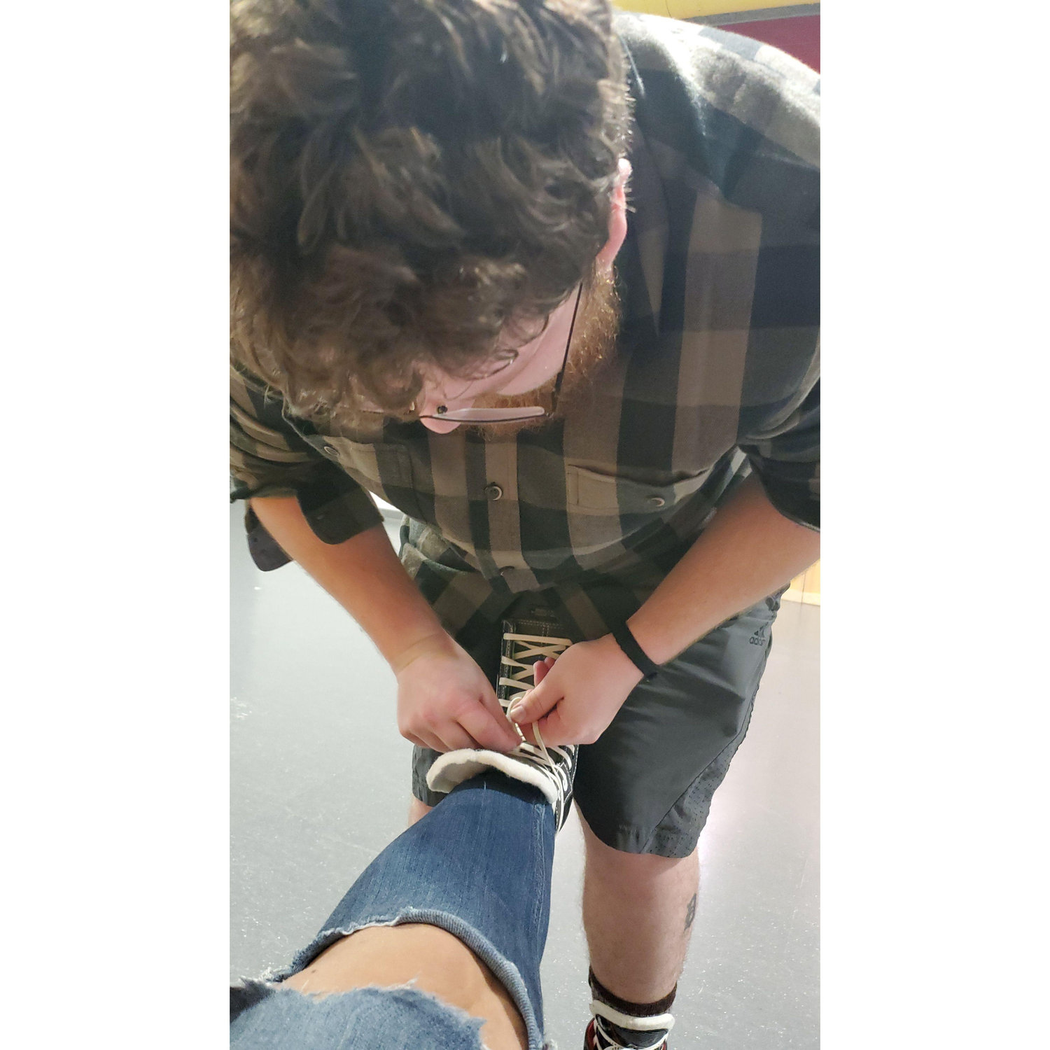Just tying my skates for me... because I can't lol