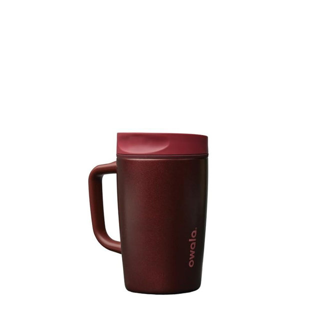 Owala SmoothSip Slider Stainless Steel Insulated Travel Mug with handle, 100% Leak Proof, For Hot and Cold Drinks, Travel Friendly with Sliding Lock Lid, 12oz, BPA Free, Leak Proof, Black Cherry