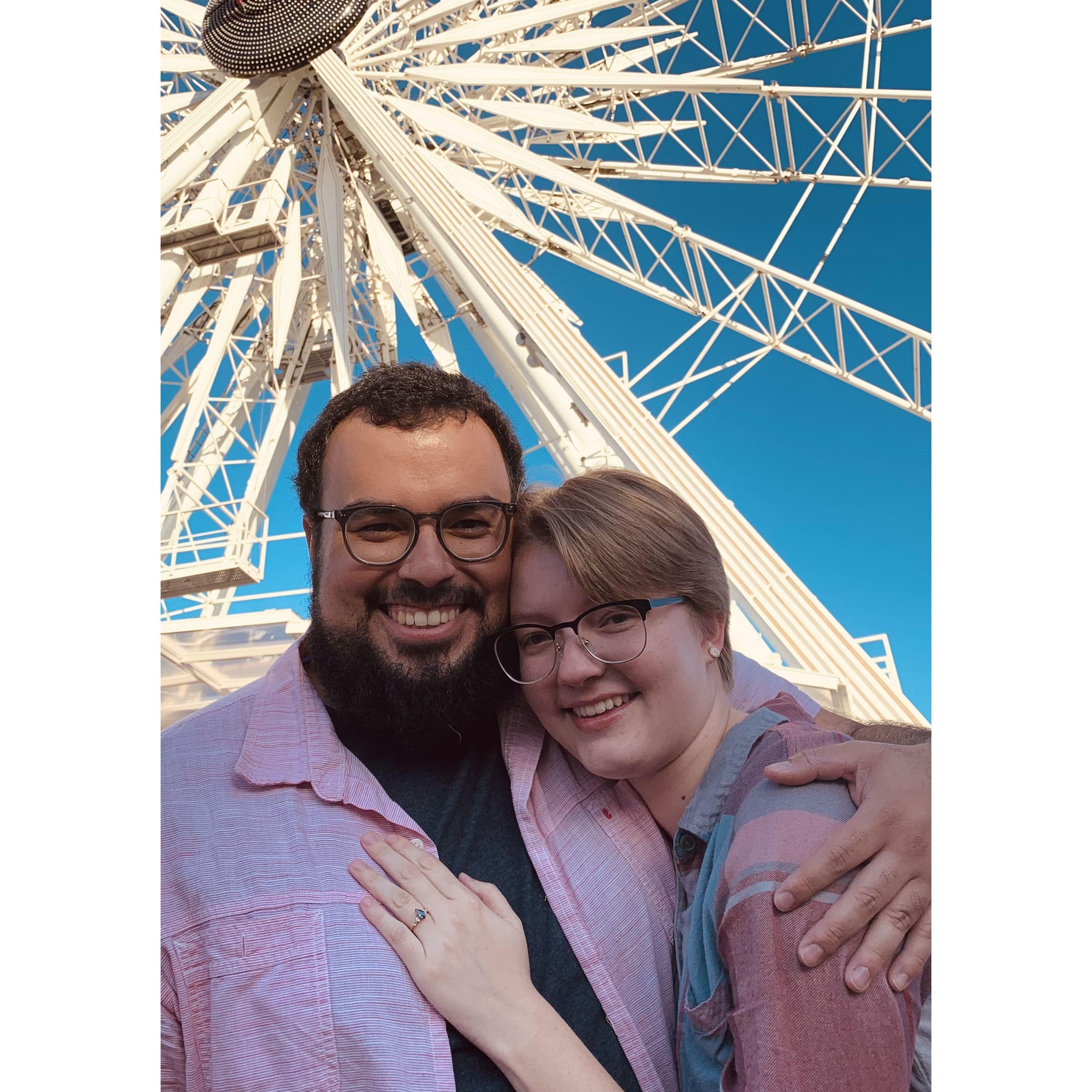 Emil proposed to Leslie on a Ferris wheel at the county fair. So romantic!