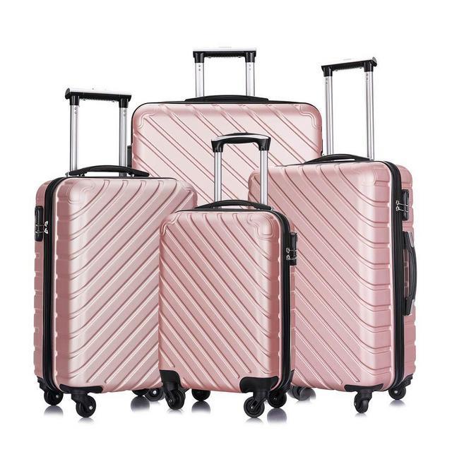 4 piece luggage set with spinner wheels luggage carry on hardshell luggage sets suitcase (4 Piece Luggage Rose Gold)