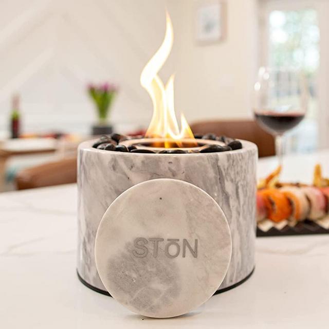 Stonhome Tabletop Fire Pit Bowl - The Original Marble Portable Fireplace,  Indoor Outdoor, Mini Fire Pit Clean Burning Real Flame for Patio Balcony