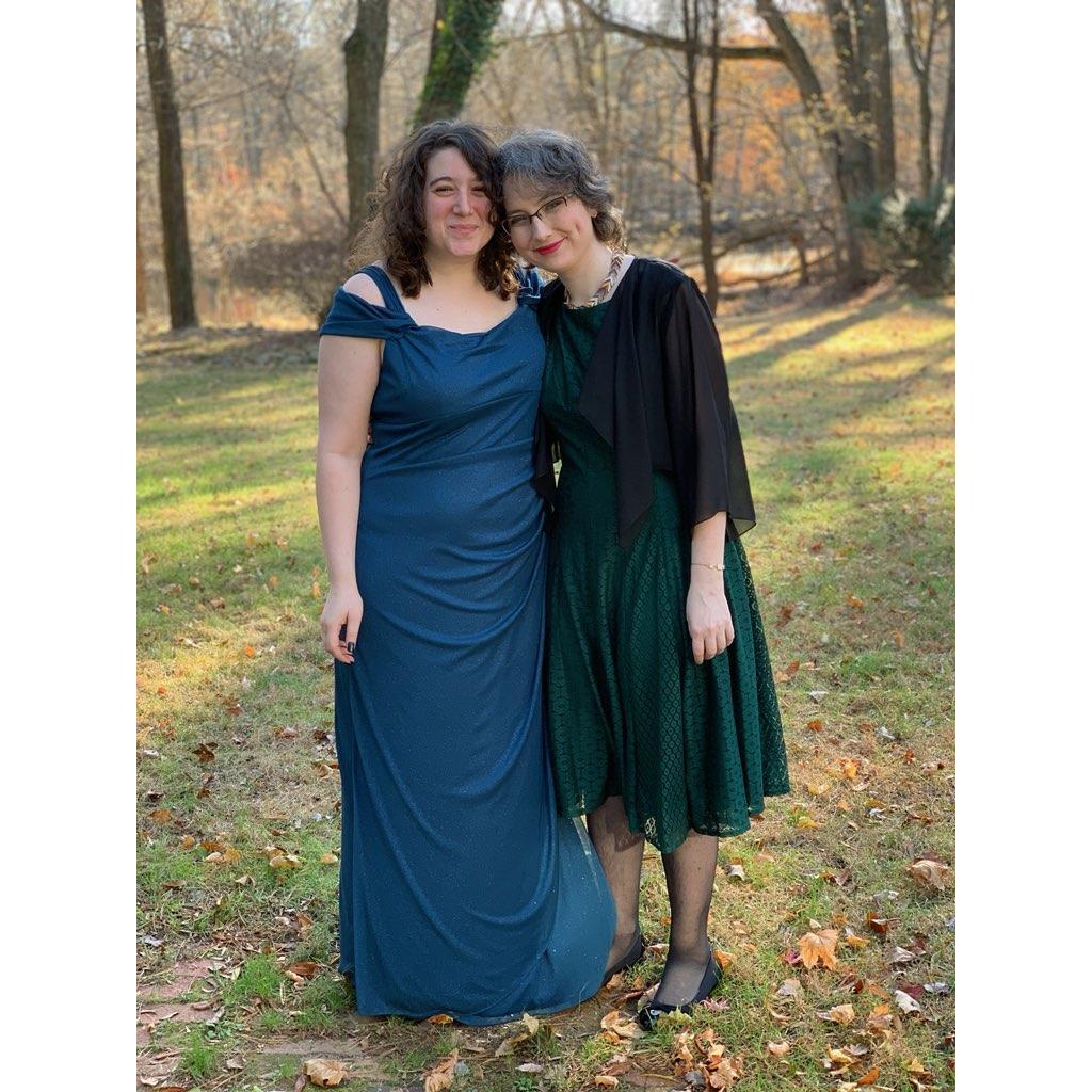On the way to Brendan and Megan's wedding! Posing in the scenic Gleason backyard