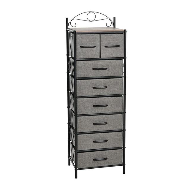 Household Essentials, 8 Drawer, Victorian Metal Frame, Victoria Collection Storage Tower, Ashwood