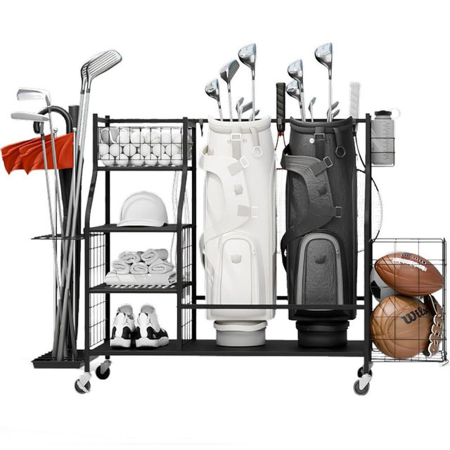 Golf Storage Garage Organizer, Golf Bag Storage Stand and Other Golfing Equipment Rack, Extra Storage Rack for Golf Clubs