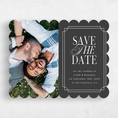 Grey Scalloped Wedding Save the Date - Cato Photo