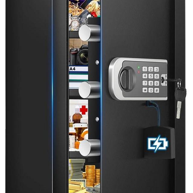4.3 Cuft Large Fireproof Safe for Home, Safe Box Fireproof Waterproof, Anti-theft Digital Home Safes with Programmable Keypad Keys, Smart Alert, Mute Mode, Fire proof safe for Money Jewelry