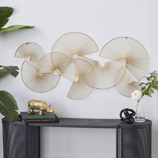Golden Contemporary Abstract Fan Wall Decor