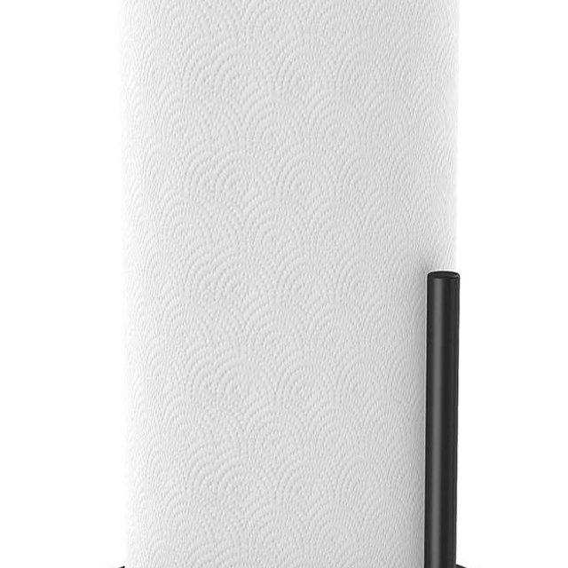 Paper Towel Holder Countertop, Freestanding Paper Towel Roll Holder with Weighted Base, Stainless Steel Standing Papertowel Holder for Kitchen, Matte Black