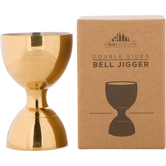 A Bar Above Bar Jigger - Gold Bell Jigger with Measurements Inside - Cocktail Measuring Jigger - Gold Measuring Tool for Bartenders - Jigger 2 oz 1 oz - Jiggers and Pourers