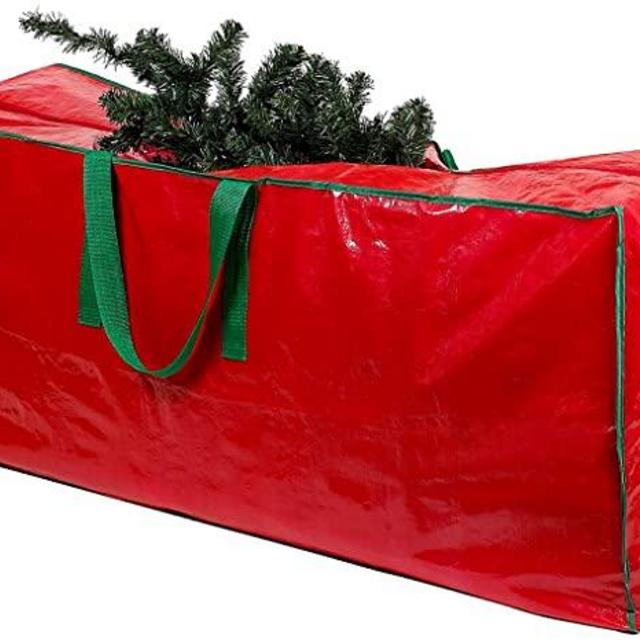 Christmas Tree Storage Bag - Stores a 9-Foot Artificial Xmas Holiday Tree. Durable Waterproof Material to Protect Against Dust, Insects, and Moisture. Zippered Bag with Carry Handles. (Red)