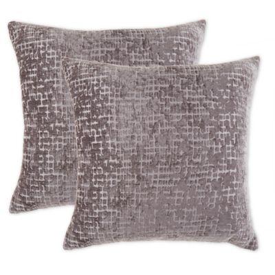 Uneven Stripe Jaquard Square Throw Pillow in Grey (Set of 2)