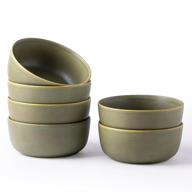 AmorArc Stoneware Cereal Bowls Set of 6, 26oz Ceramic Soup Bowls Set for Cereal Soup Snacks, Modern Kitchen bowls for Meal, Dishwasher &Microwave Safe