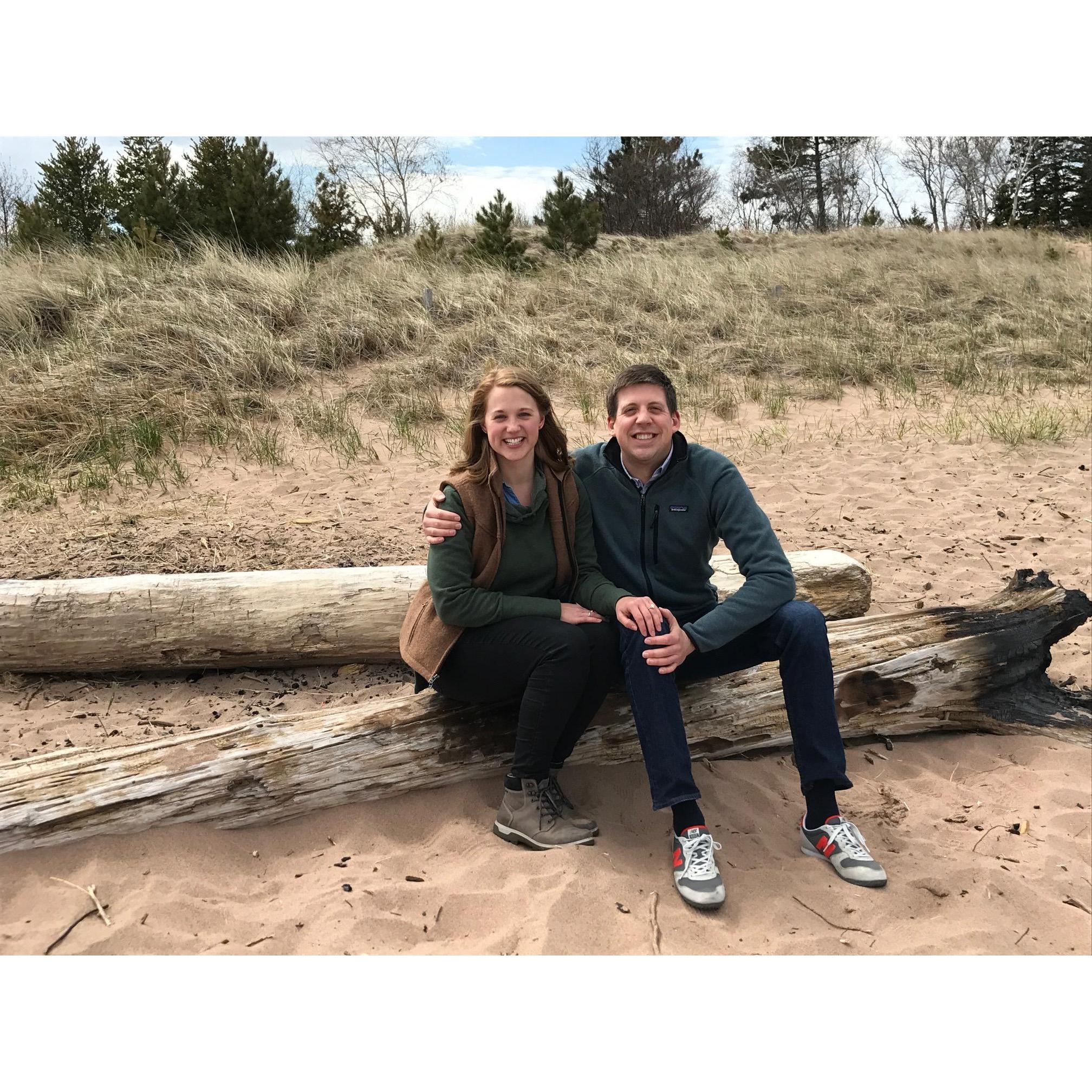 Ben proposed to Kara on the beach in Duluth, MN.