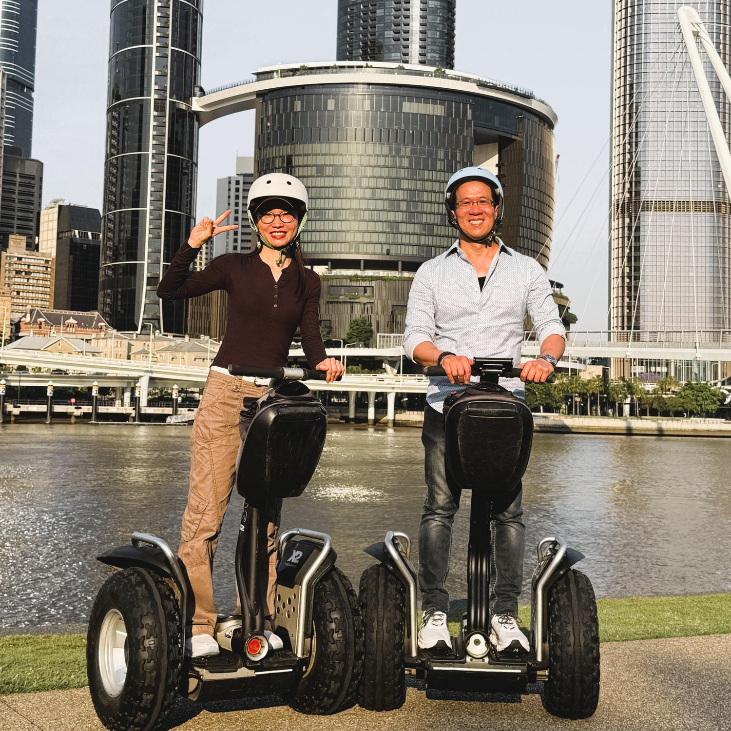 Exploring the beautiful city on a segway in Brisbane, Australia.