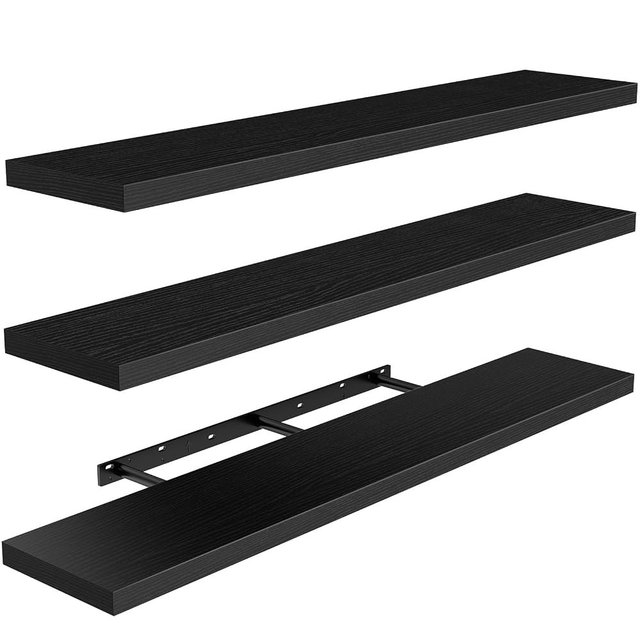 AMADA HOMEFURNISHING Floating Shelves, Wall Shelves for Living Room, Bedroom, Bathroom, Kitchen & Home Office Organization, Bathroom Shelves with Hidden Brackets, 22 lbs Max Load, Black, AMFS45B