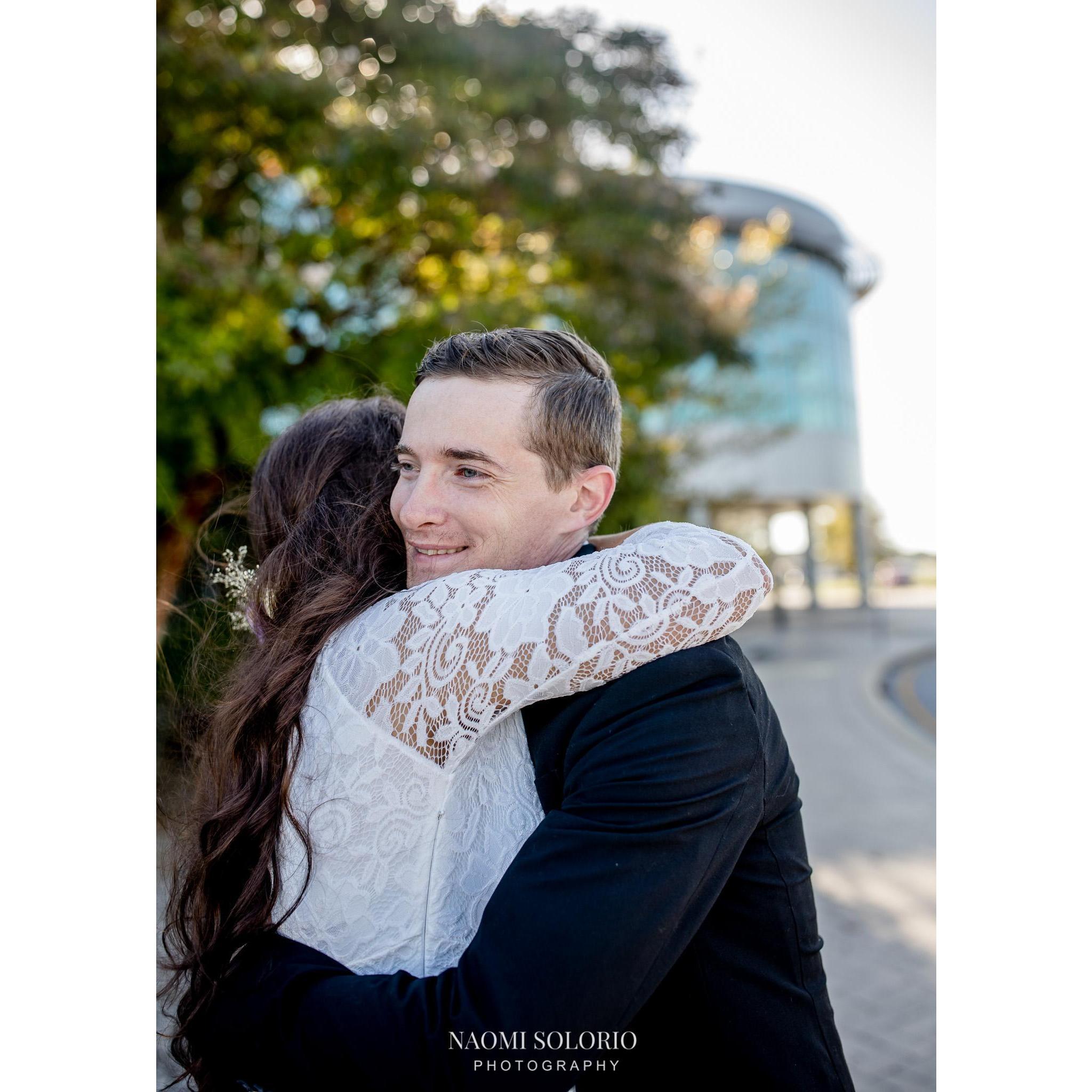 First look on our wedding day!