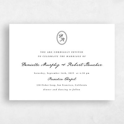White Wedding Invitation - Dolores Landscape