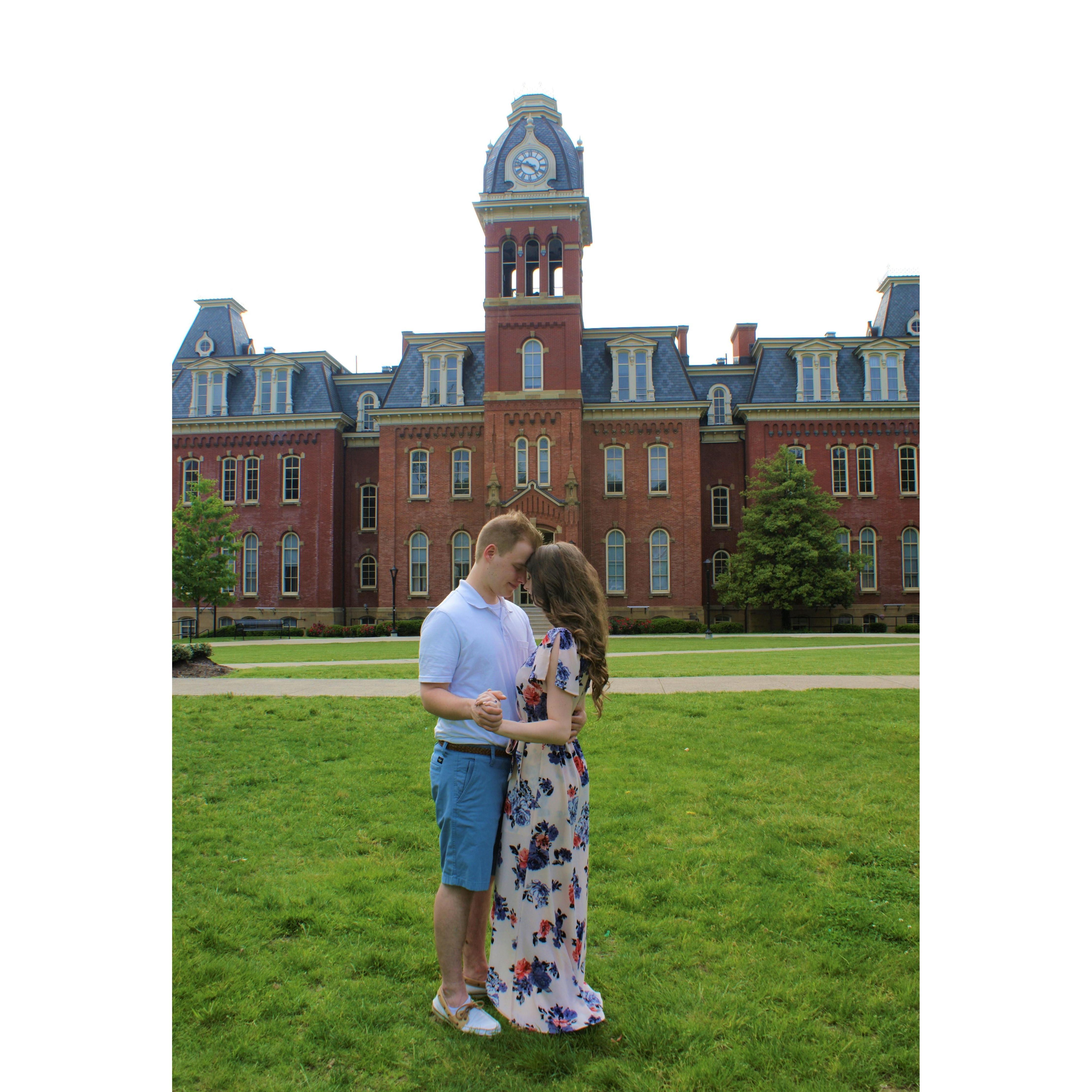 In front of Woodburn Hall at WVU