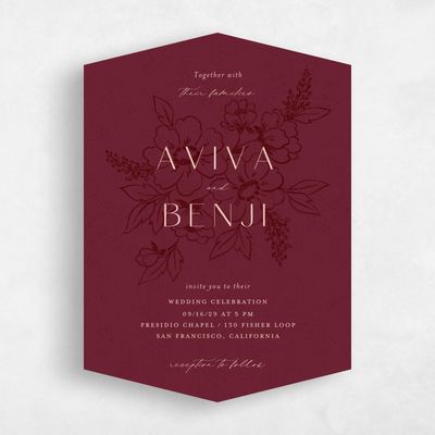 Red Diamond Wedding Invitation - Oriabel Portrait