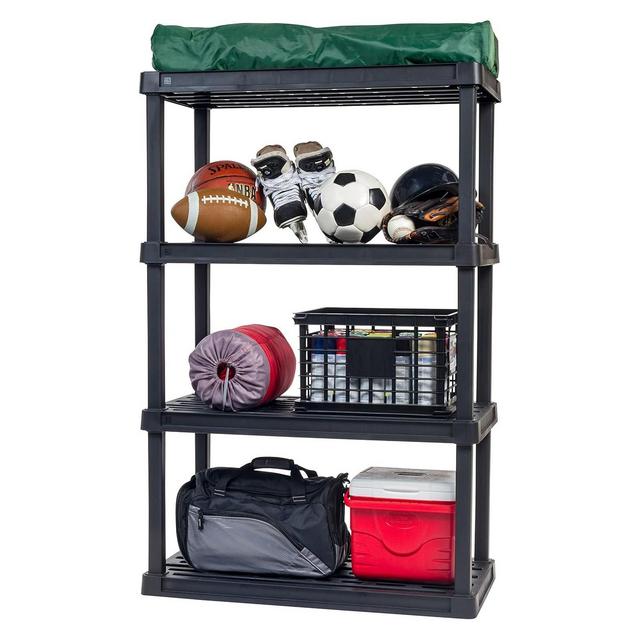 IRIS USA 4-Tier Shelving Unit, 56" Fixed Height, Large Storage Organizer for Home, Garage, Basement, Shed and Laundry Room, Black
