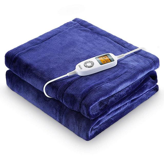 iTeknic Heated Blanket, Electric Blanket Throw 60"x 50", 10 Fast Heating Levels, 1/2/3 Hours Auto Off, ETL Certification, Machine Washable, Overheating Protection, Flannel Heating Blanket Home Office