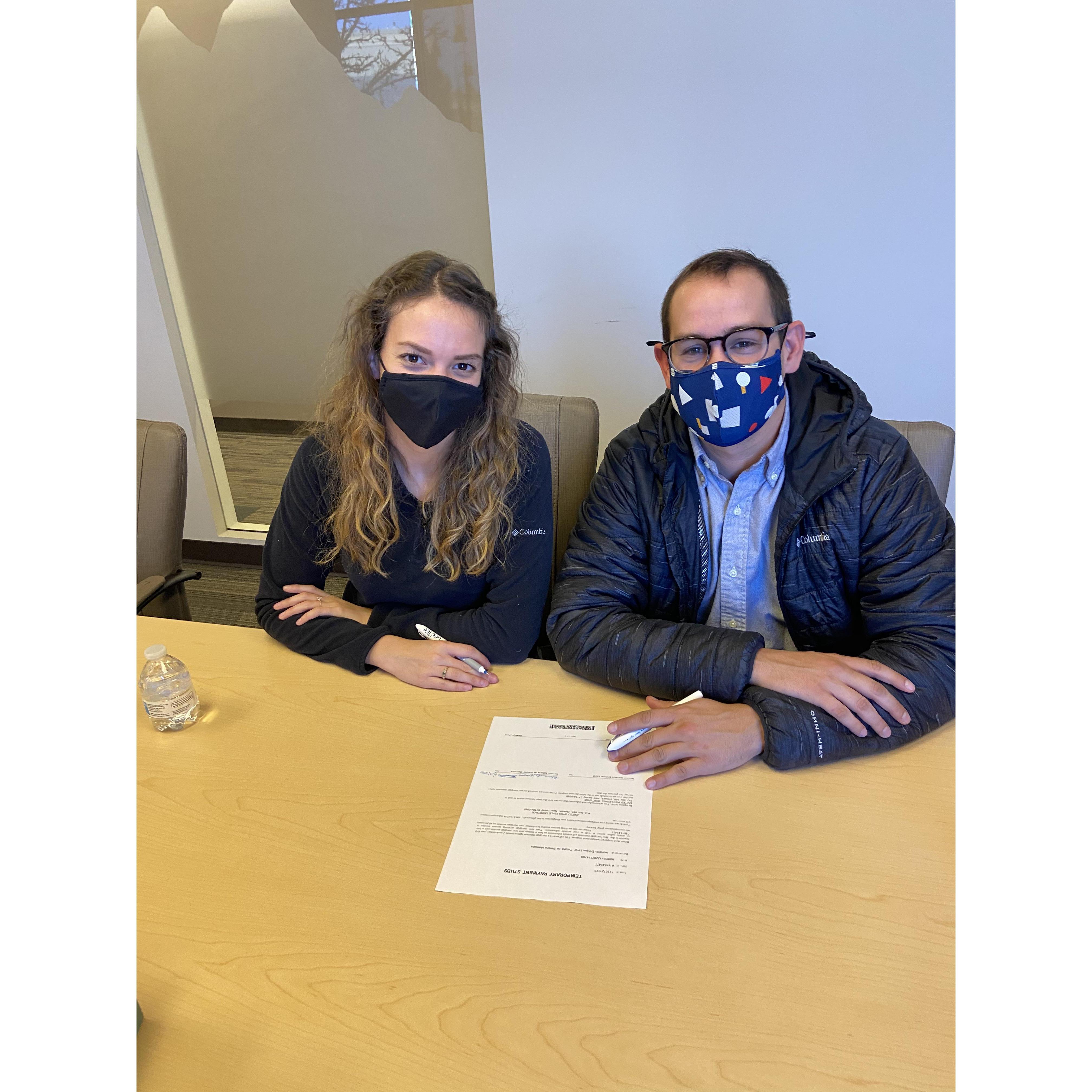 Signing on our first home!