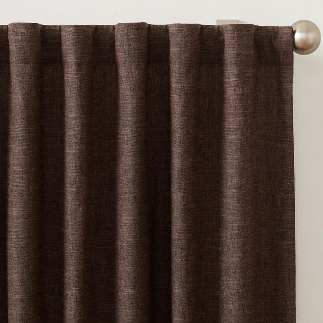 Emery Linen Blackout Curtain, Espresso, 50" W x 84" L