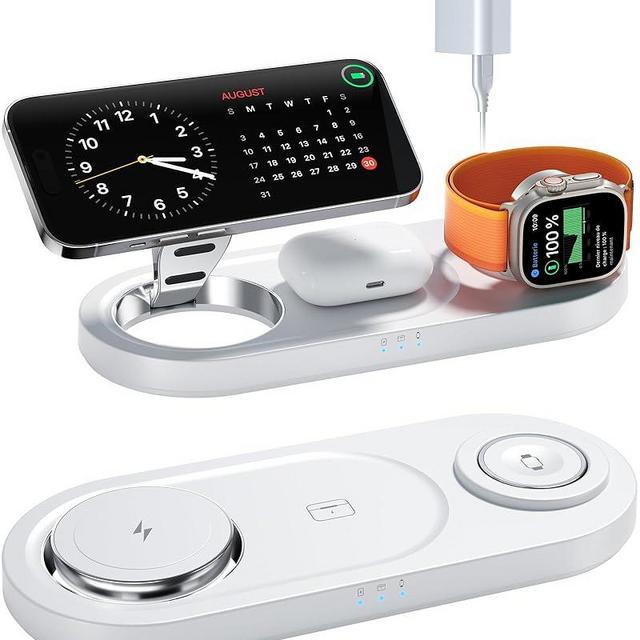 2024 Upgraded 3 in 1 Wireless Charger, Nano Magnetic iPhone Charging Station for Apple Devices, Fast Mag Safe Charging Pad for iPhone 15/14/13/12 Series & AirPods Pro & All Apple Watch Series, White