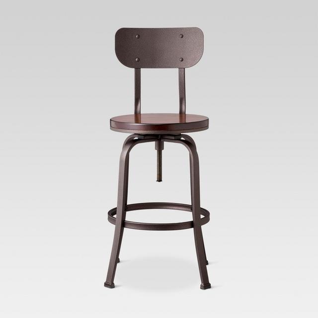 29" Dakota Backed Adjustable Barstool Antique Hammered - Threshold™